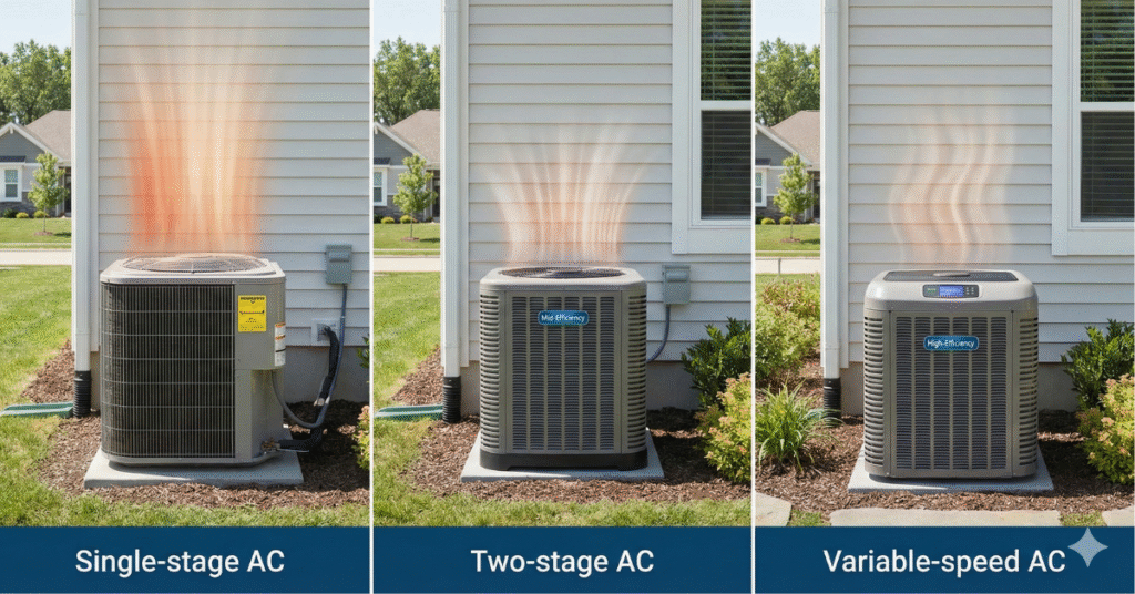 Single-Stage vs Two-Stage vs Variable Speed AC